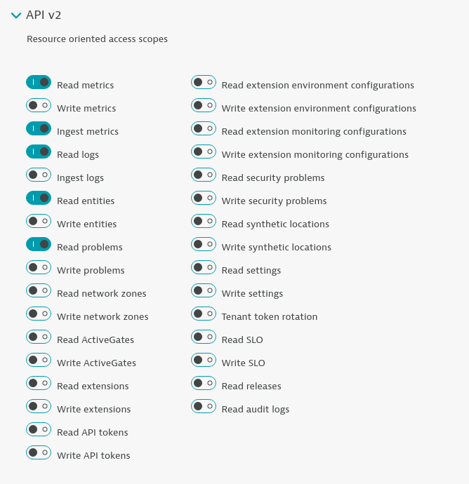 Dynatrace API V2 Token