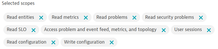 Dynatrace API token scopes