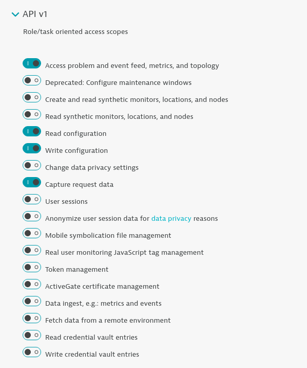 Dynatrace API V1 Token